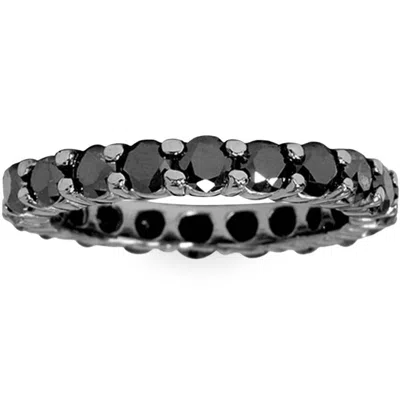 Pompeii3 2 Ct Black Diamond Eternity Ring 10k Black Gold Size Selectable In Metallic