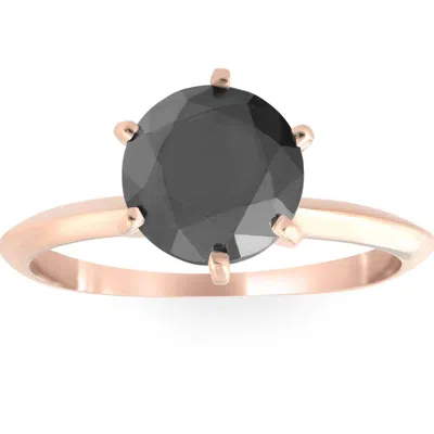 Pompeii3 2 Ct Black Diamond Solitaire Engagement Ring 14k Rose Gold