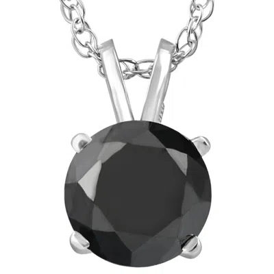 Pompeii3 2 Ct Black Diamond Solitaire Pendant In 14k White Or Yellow Gold 18" Necklace In Multi