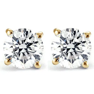 Pompeii3 2 Ct Certified Diamond Studs With Screw Backs 14k Yellow Gold (i-j/i2) In Silver