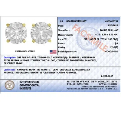 Pompeii3 2 Ct Certified Diamond Studs With Screw Backs 14k Yellow Gold In Multi