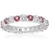 Pompeii3 2 Ct Diamond & Pink Topaz Eternity Ring 14k White Gold In Multi