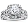 Pompeii3 2 Ct Diamond Cushion Halo Engagement Ring Double Row Solitaire White Gold In Multi