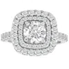 Pompeii3 2 Ct Diamond Double Cushion Halo Engagement Ring 14k White Gold In Silver