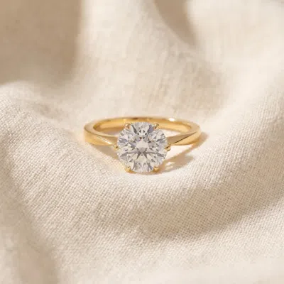 Pompeii3 2 Ct Moissanite Solitaire Engagement Ring 14k Yellow Gold In Multi