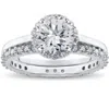 Pompeii3 2 Ct Eco Freindly Lab Created Diamond Madelyn Halo Engagement Ring & Eternity Ring In Silver
