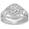 Pompeii3 2 Ct Halo Diamond Multi Row Engagement Ring 14k White Gold