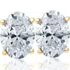 Pompeii3 2 Ct Lab Grown Oval Shape Diamond Studs 14k Yellow Gold Earrings In Gold