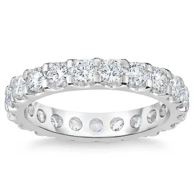 Pompeii3 2 Ct Moissanite Eternity Ring Womens Wedding Band 14k White Gold In Silver