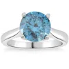 Pompeii3 2 Ct Round Blue Diamond Solitaire Engagement Ring 14k White Gold Lab Grown In White