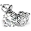 Pompeii3 2 Ct Round Diamond Screw Back Studs In 14k White Gold Enhanced In Silver