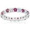 Pompeii3 2 Ct Ruby & Diamond Eternity Ring 14k White Gold Womens Stackable Wedding Band In Multi