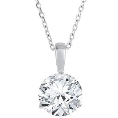 Pompeii3 2 Ct Solitaire Lab Grown Diamond Pendant Available In 14k And Platinum In Metallic