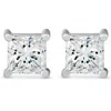 Pompeii3 2 Ct Tdw Princess Cut Diamond Screw Back Studs 14k White Gold Enhanced In Silver