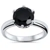 POMPEII3 2 CT TREATED BLACK DIAMOND SOLITAIRE ENGAGEMENT RING 14K WHITE GOLD