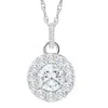 Pompeii3 2 Ct Tw Diamond (1ct Center) Halo Pendant 10k White Gold Necklace In Multi
