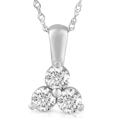 Pompeii3 2 Ct Tw Diamond 3-stone Pendant In 14k White Gold Necklace Lab Grown In Silver