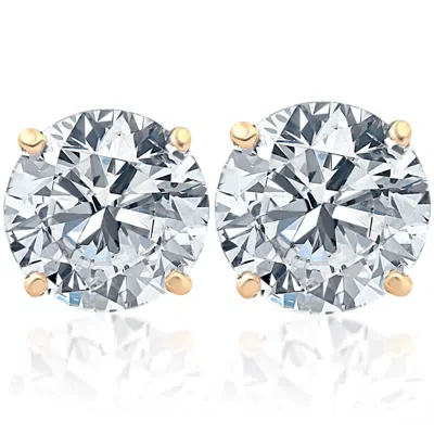 Pompeii3 2 Ct Tw Real Diamond Studs With Screw Backs In 14k White Or Yellow Gold In Burgundy
