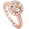 Pompeii3 2 Ct Vintage Morganite & Diamond Ring 14k Rose Gold In Silver