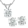 Pompeii3 2 Cttw Diamond Solitaire Necklace & Studs Earrings Set 14k White Gold In Multi