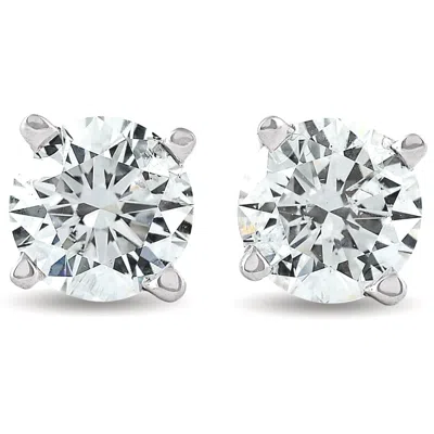 Pompeii3 2 Cttw Round Brilliant Cut Natural Diamond Studs With Screw Backs In White