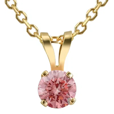 Pompeii3 .20 - .50ct Pink Diamond Solitaire Pendant 14k Gold Lab Grown 18" Necklace