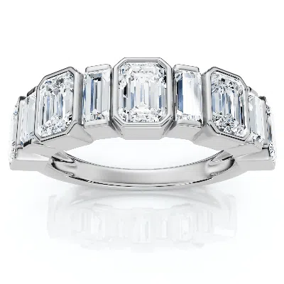 Pompeii3 2.00ct Emerald Cut Wedding Ring Anniversary Band 14k Gold Lab Grown In Metallic