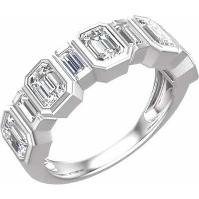 Pompeii3 2.00ct Emerald Cut Wedding Ring Anniversary Band 14k Gold Lab Grown In Silver