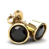 Pompeii3 2.00ct Round Brilliant Cut Heat Treated Black Diamond Stud Earrings In 14k Gold Round Bezel Setting In Gold