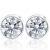 Pompeii3 2.00ct Round Brilliant Cut Natural Quality Si1-si2 Diamond Stud Earrings In 14k Gold Round Bezel Set In White