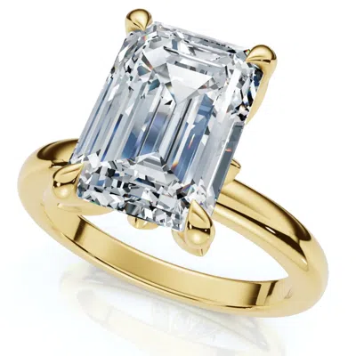 Pompeii3 2.05ct Emerald Cut Certified Diamond Hidden Petal Engagement Ring Gold Lab Grown In Silver