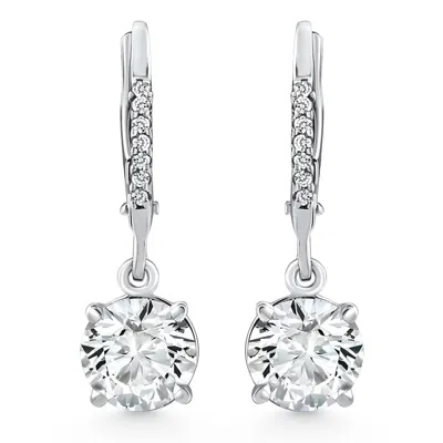 Pompeii3 2.07ct Tw Diamond Dangle Lever Back Hoops 10k White Gold Lab Grown In Silver