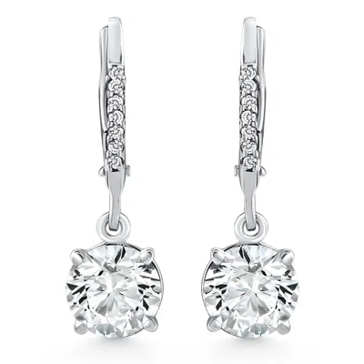 Pompeii3 2.07ct Tw Diamond Dangle Lever Back Hoops 14k White Gold Lab Grown In Multi