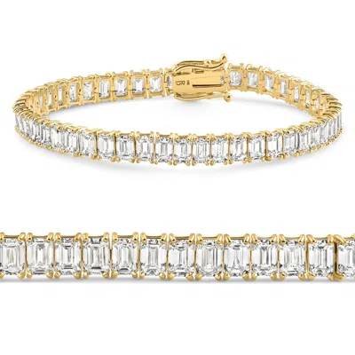 Pompeii3 20ct Emerald Cut Diamond Tennis Bracelet 14k Gold 7" Lab Grown