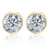 Pompeii3 .20ct Round Brilliant Cut Natural Diamond Stud Earrings Bezel Set In 14k Gold In Gold
