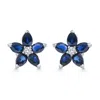 Pompeii3 2.19ct Blue Sapphire & Diamond Alexa Earrings 14k White Gold Lab Grown