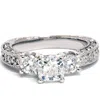 Pompeii3 2.20ct Cushion Diamond Three Stone Engagement Ring 14k White Gold Lab Grown Size Selectable In Multi