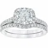 Pompeii3 2.25 Cttw Cushion Halo Diamond Engagement Wedding Ring Set 14k White Gold In Multi
