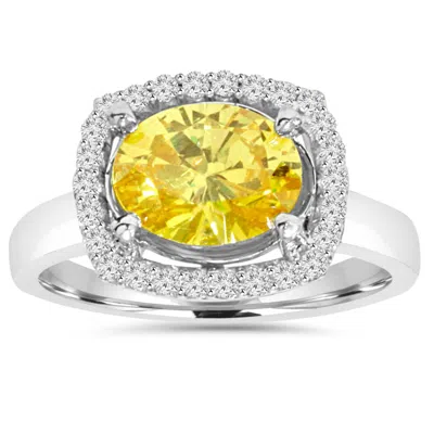 Pompeii3 2.26ct Oval Citrine & Diamond Halo Ring 10k White Gold In Multi