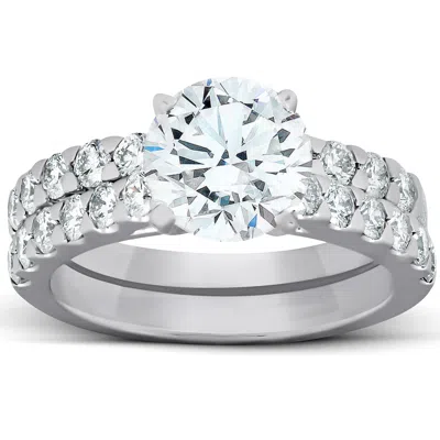 Pompeii3 2.27ct Diamond Engagement Matching Wedding Ring Set 14k White Gold Lab Grown In Multi