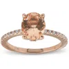 Pompeii3 2.30ct Oval Peach Morganite Halo Diamond Engagement Wedding Ring Rose Gold In Multi