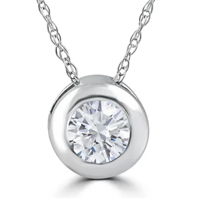 Pompeii3 .25 - 1.00ct Round Diamond Solitaire Pendant Necklace 14k White Or Yellow Gold In Brown