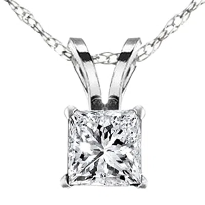 Pompeii3 2.57ct Princess Cut Diamond Certified Solitaire Necklace Lab Grown White Gold In Multi