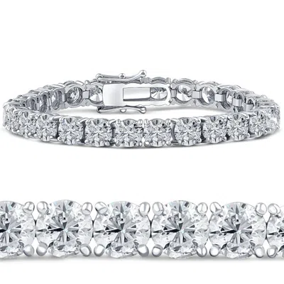 Pompeii3 26.94ct Tw Round Diamond 7" Tennis Bracelet 14k White Gold Lab Grown In Silver