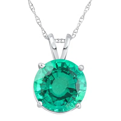 Pompeii3 2.70ct Round Green Emerald Solitaire Pendant 14k Gold 18" Necklace Lab Grown 9mm In Metallic