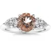 POMPEII3 2.75CT MORGANITE & PEAR SHAPE 3-STONE DIAMOND ENGAGEMENT RING 14K GOLD LAB GROWN