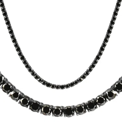 Pompeii3 27.88ct Tw Black Diamond Tennis Necklace 18" 14k Black Gold
