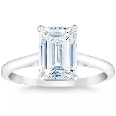 Pompeii3 2ct 14k White Gold Emerald Cut Solitaire Lab Grown Diamond Engagement Ring Size: 7 In Silver