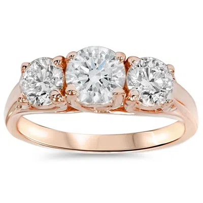 Pompeii3 2ct 3 Stone Diamond Engagement Ring 14k Rose Gold In Silver