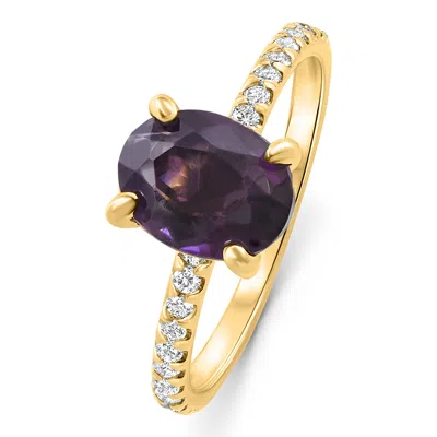 Pompeii3 2ct Amethyst & Diamond Anniversary Engagement Ring 10k Gold Lab Grown In Blue